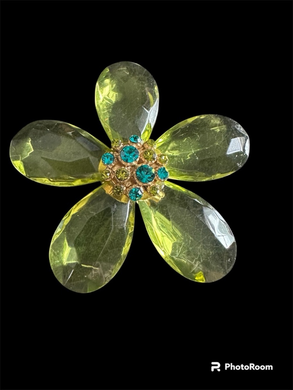 1950-1960s Flower Lucite Brooch with Accents